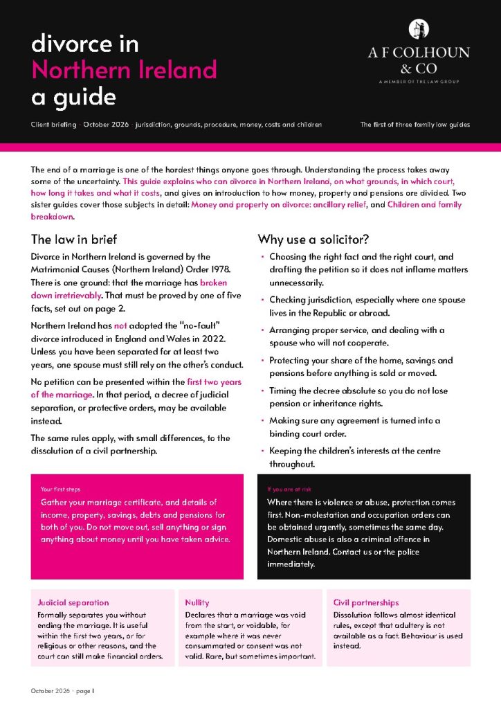 Divorce in Northern Ireland cover